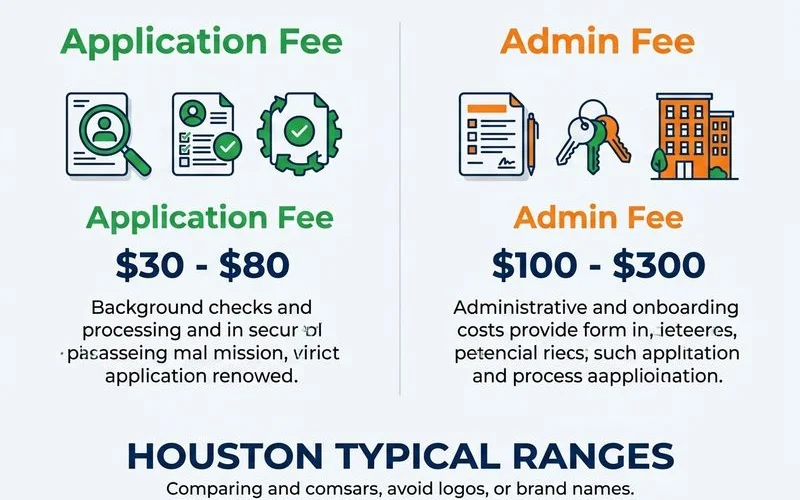 Comparison of application fee vs admin fee in Houston