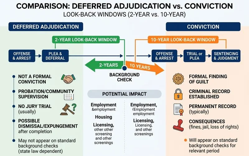 Deferred adjudication vs conviction comparison