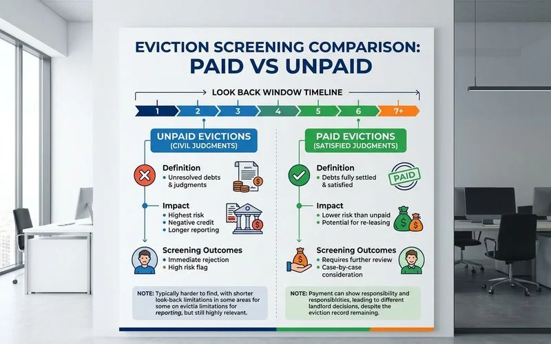 Paid vs unpaid eviction screening explained