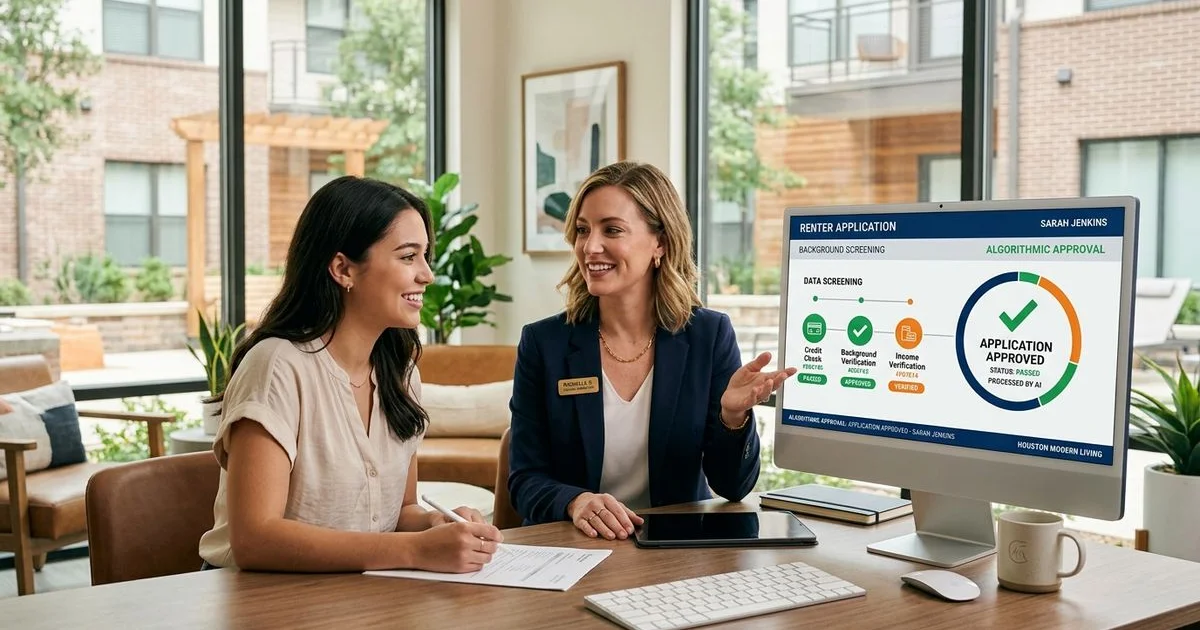 Tenant-screening software dashboard processing an application