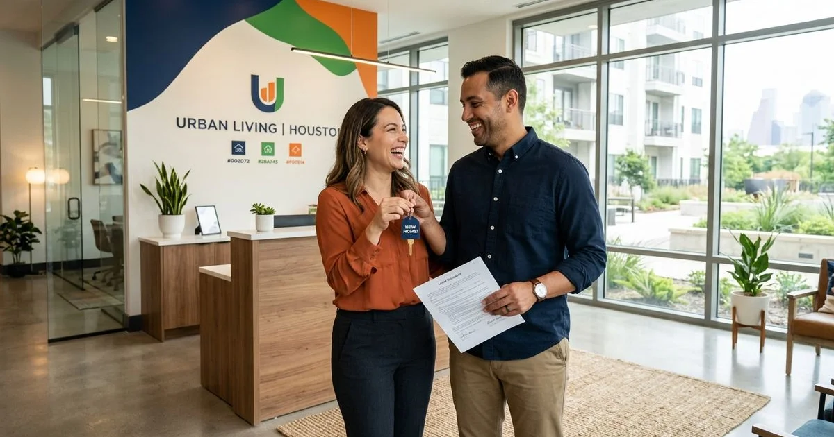 Couple holding new apartment keys after discharged bankruptcy approval