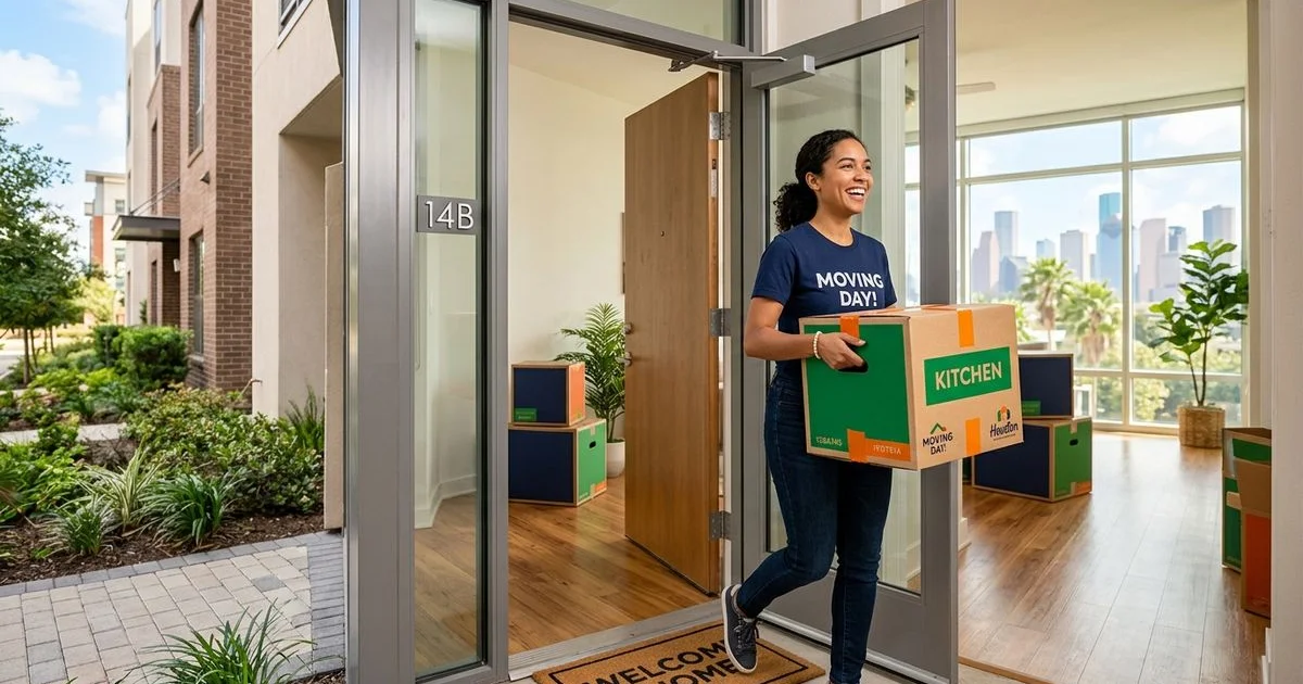 First-time renter moving into a Houston apartment