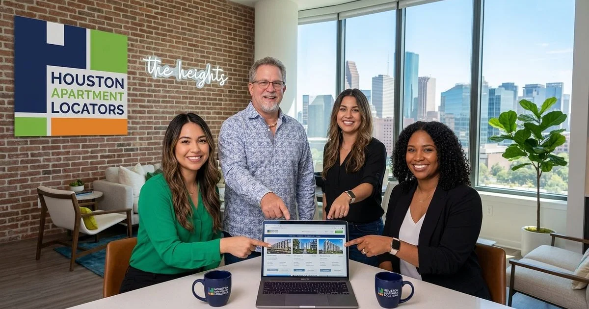 Houston apartment locator team in modern office