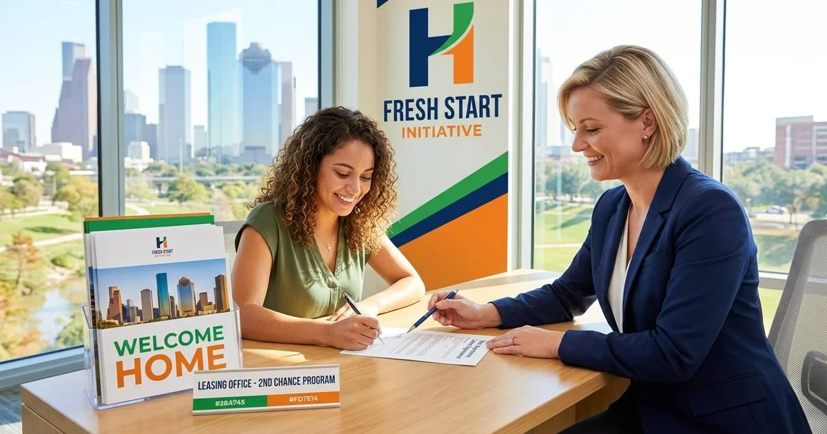 Renter signing a new lease after a broken-lease approval