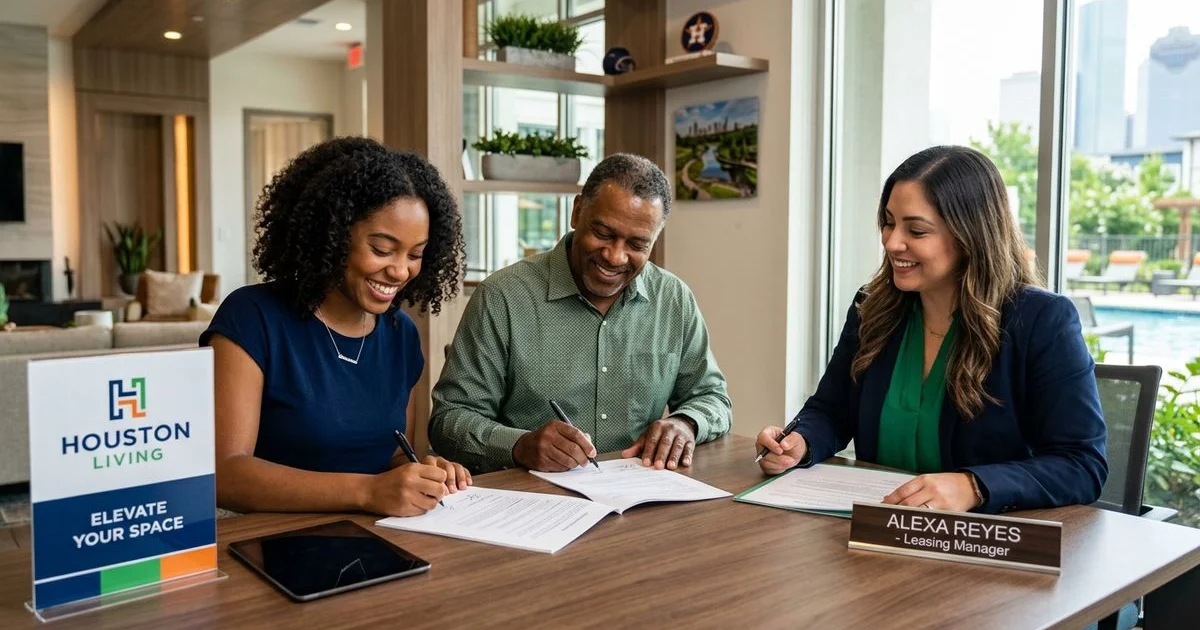 First-time renter signing with a family co-signer