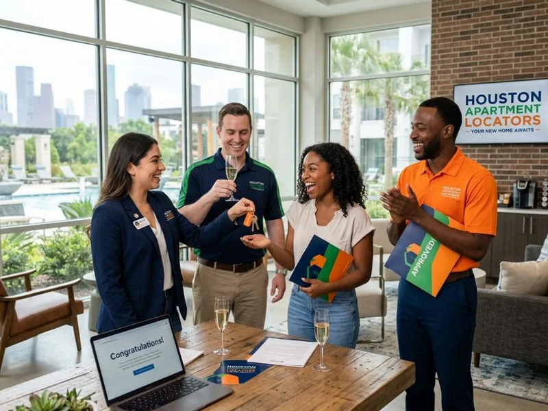 Houston Second Chance Apartments team celebrating approved renter